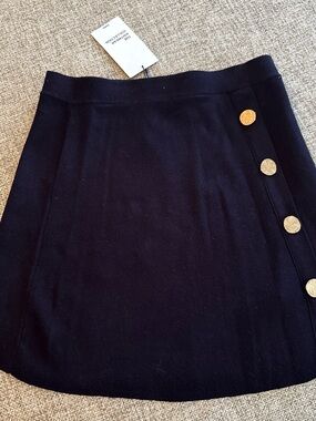 Zara Black Mini Skirt with Gold Buttons